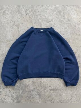 Akimbo Navy Crewneck Sweatshirt - Relaxed and Boxy Fit Size Medium